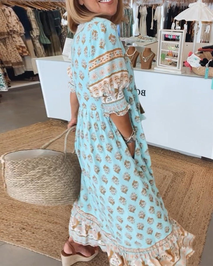 Giulia tassel tie boho midi dress, second view