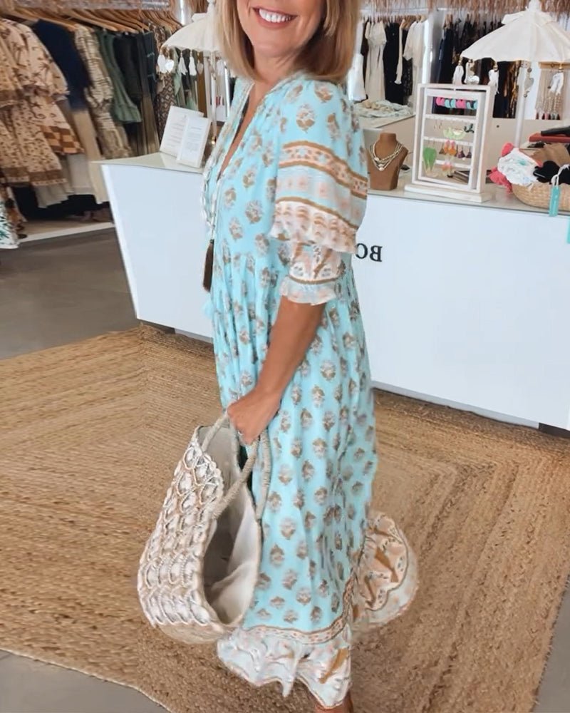 Giulia tassel tie boho midi dress, third view