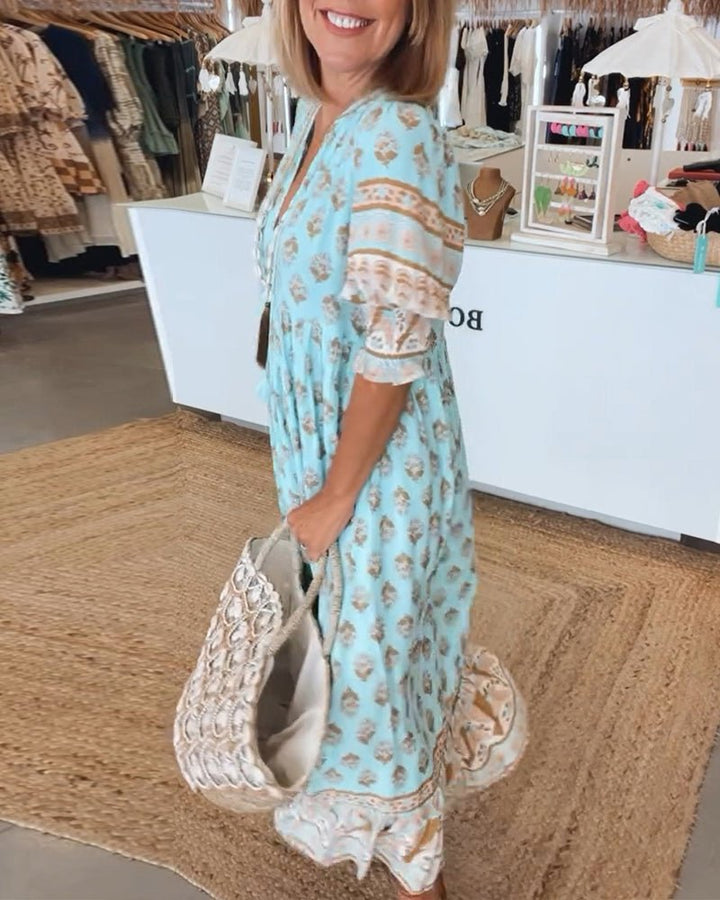 Giulia tassel tie boho midi dress, third view