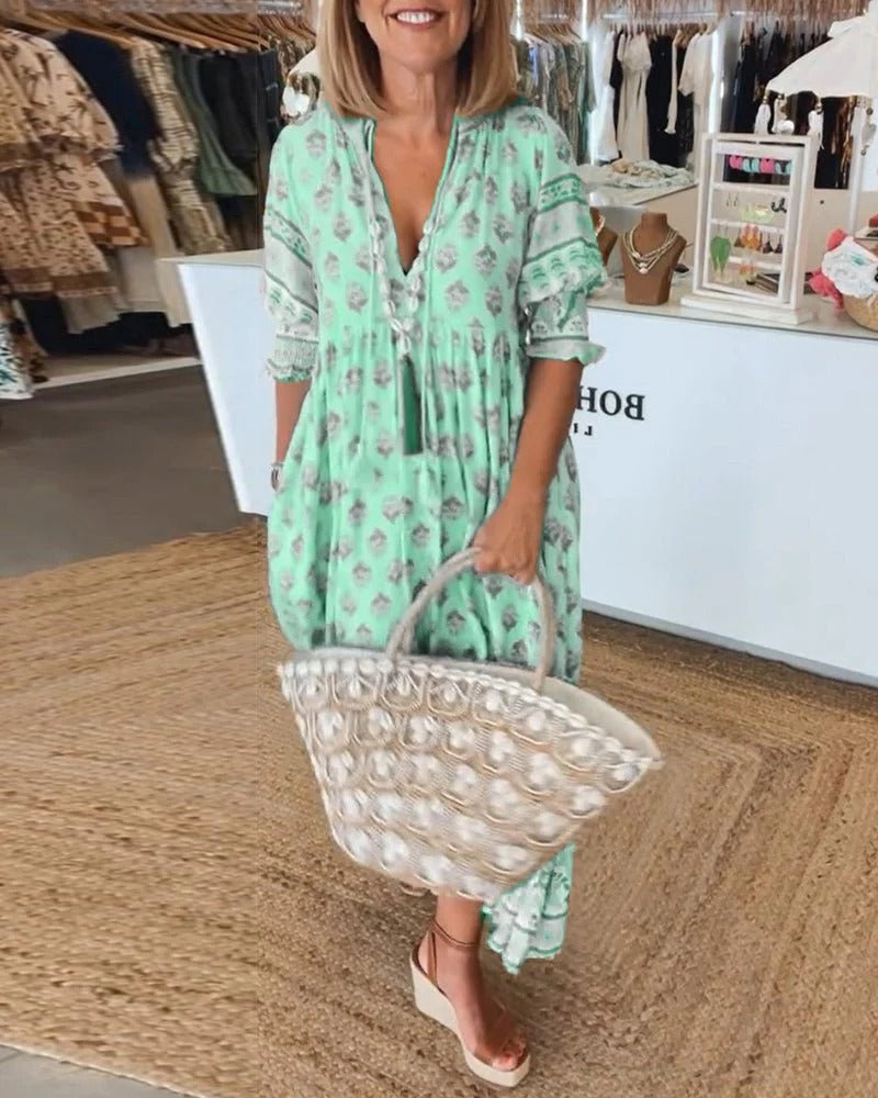 Giulia tassel tie boho midi dress, fourth view