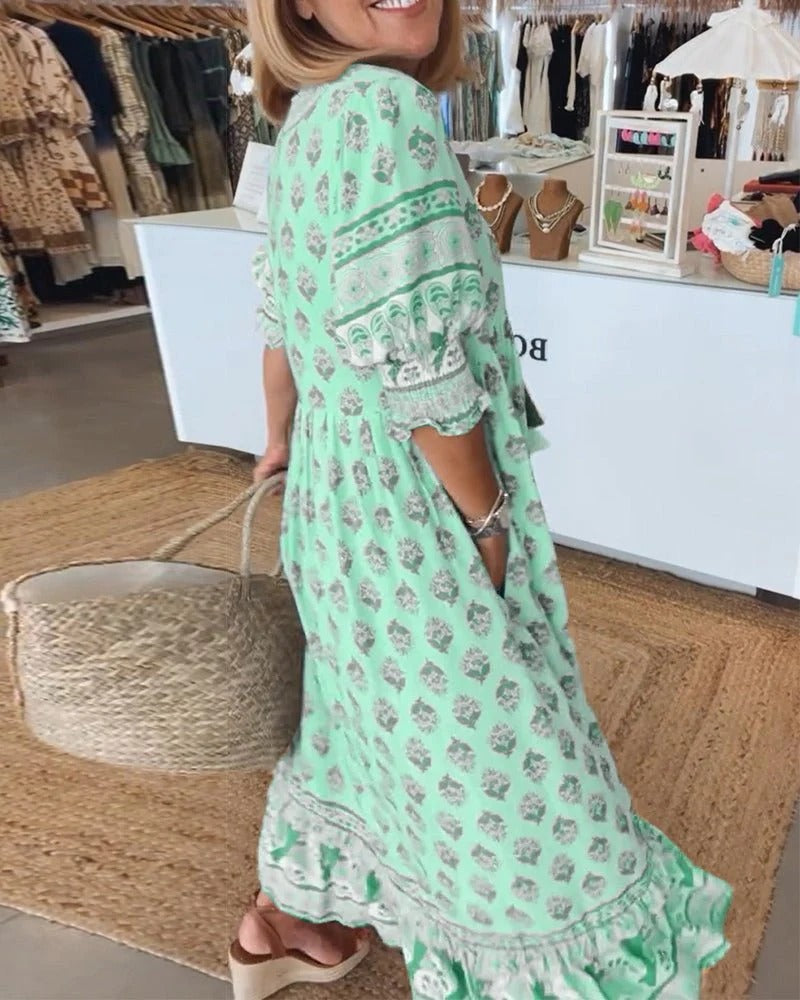 Giulia tassel tie boho midi dress, sixth view