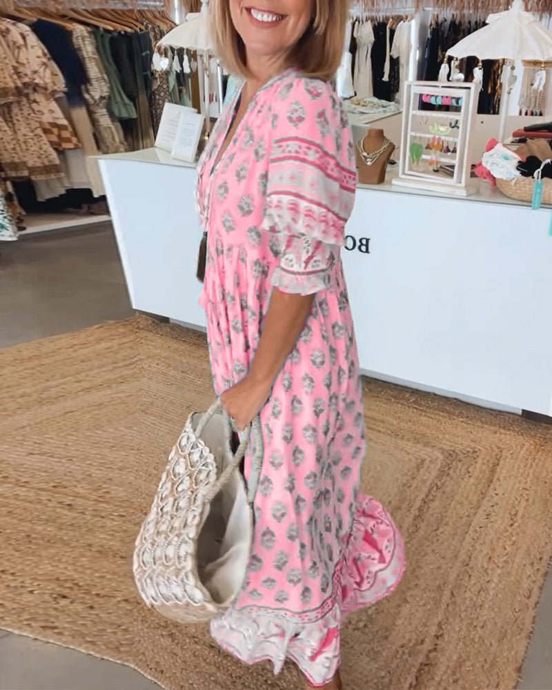 Giulia tassel tie boho midi dress, seventh view