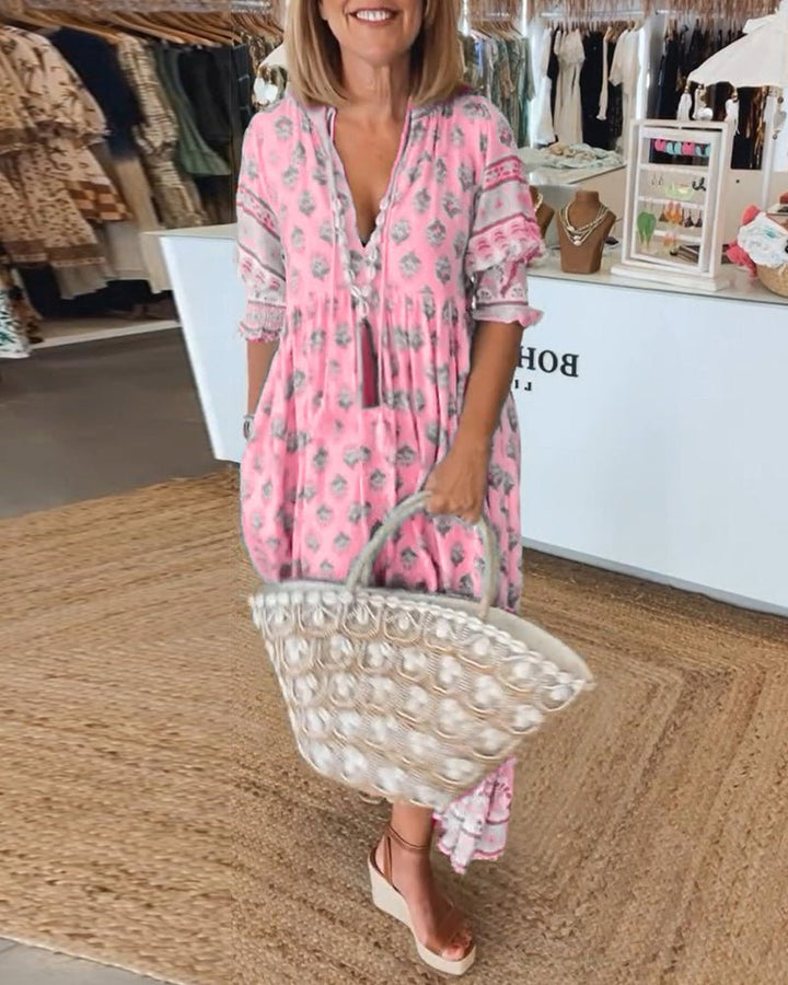 Giulia tassel tie boho midi dress, eighth view