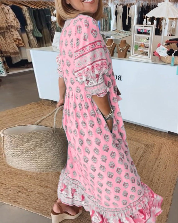 Giulia tassel tie boho midi dress, ninth view