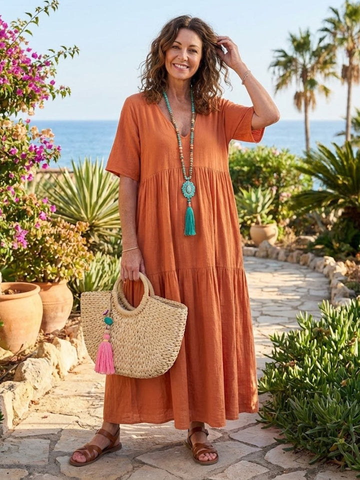 Helena tiered V-neck maxi dress, view 3