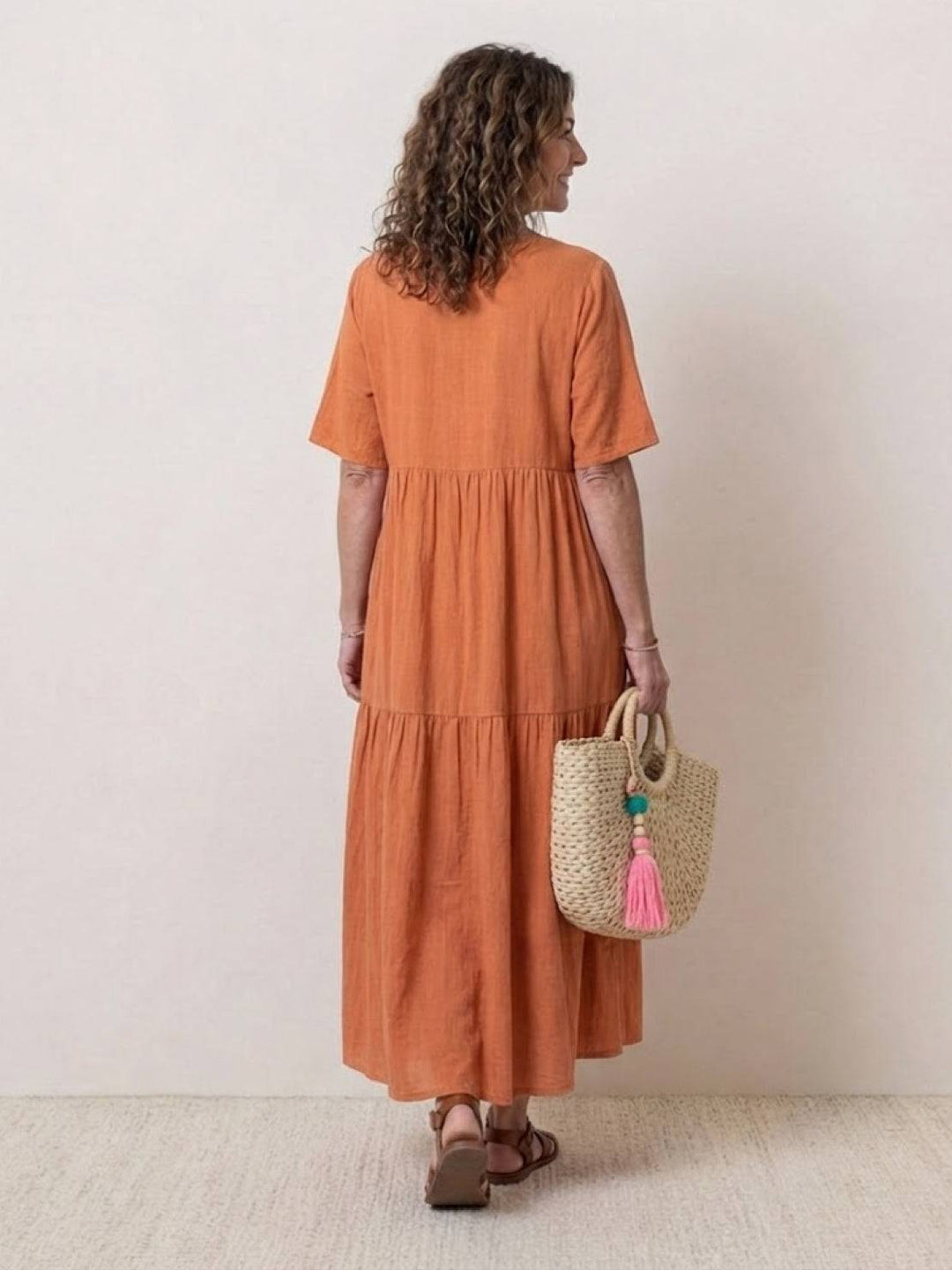 Helena tiered V-neck maxi dress, view 4