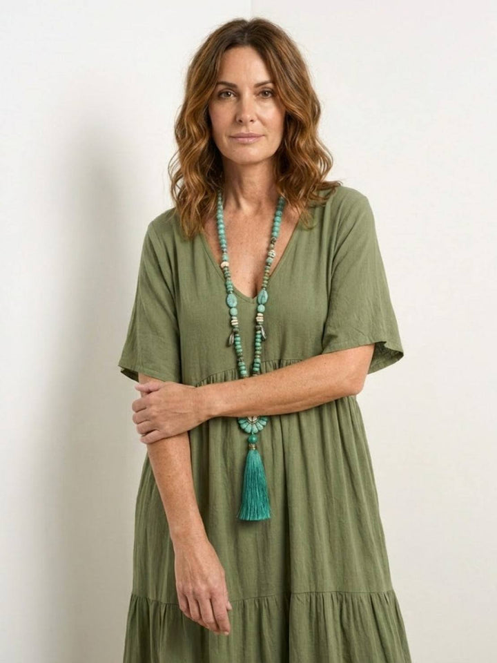Helena tiered V-neck maxi dress, view 7