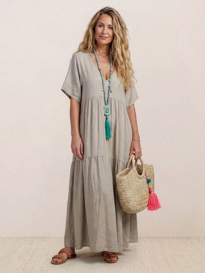 Helena tiered V-neck maxi dress, view 11