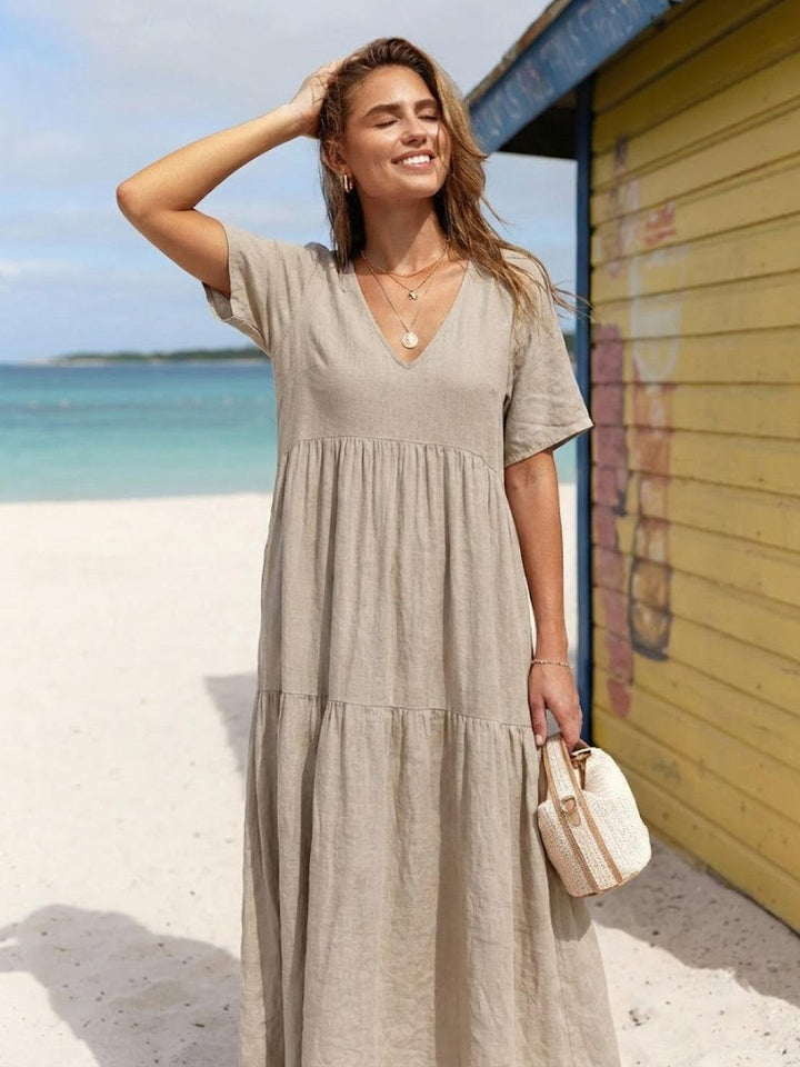 Helena tiered V-neck maxi dress, view 12