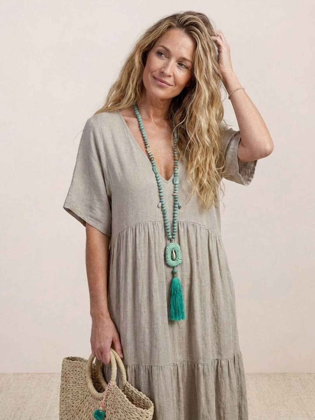 Helena tiered V-neck maxi dress, view 14