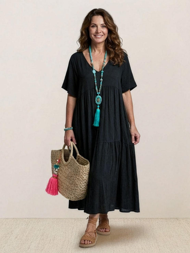 Helena tiered V-neck maxi dress, view 16