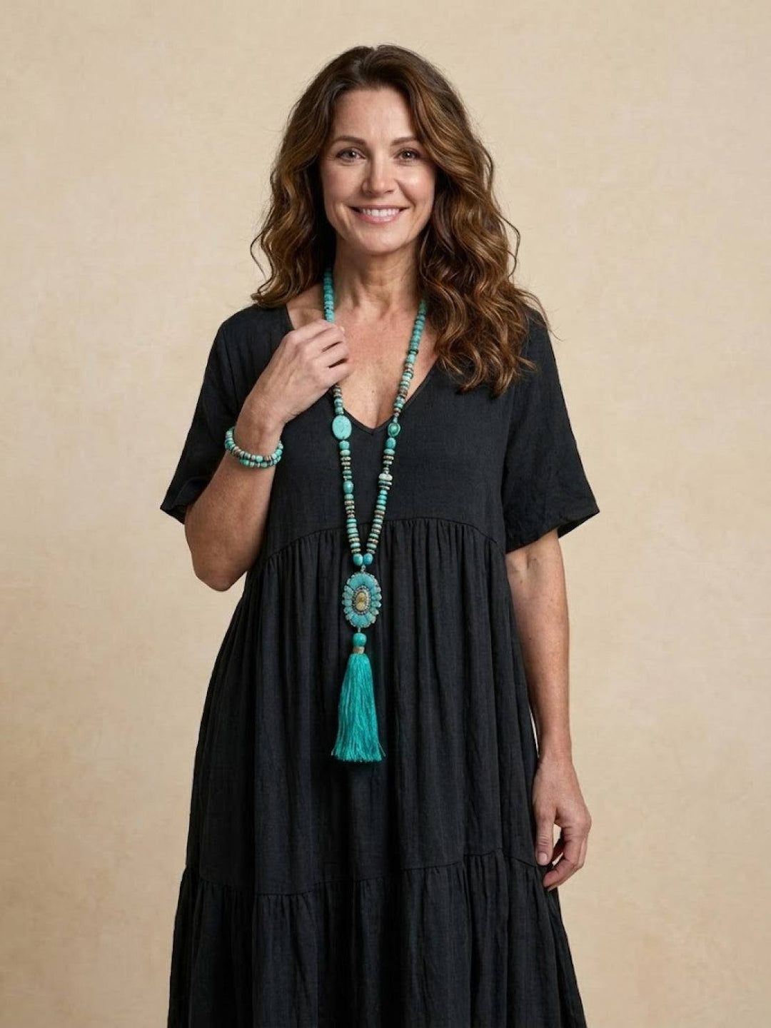 Helena tiered V-neck maxi dress, view 19