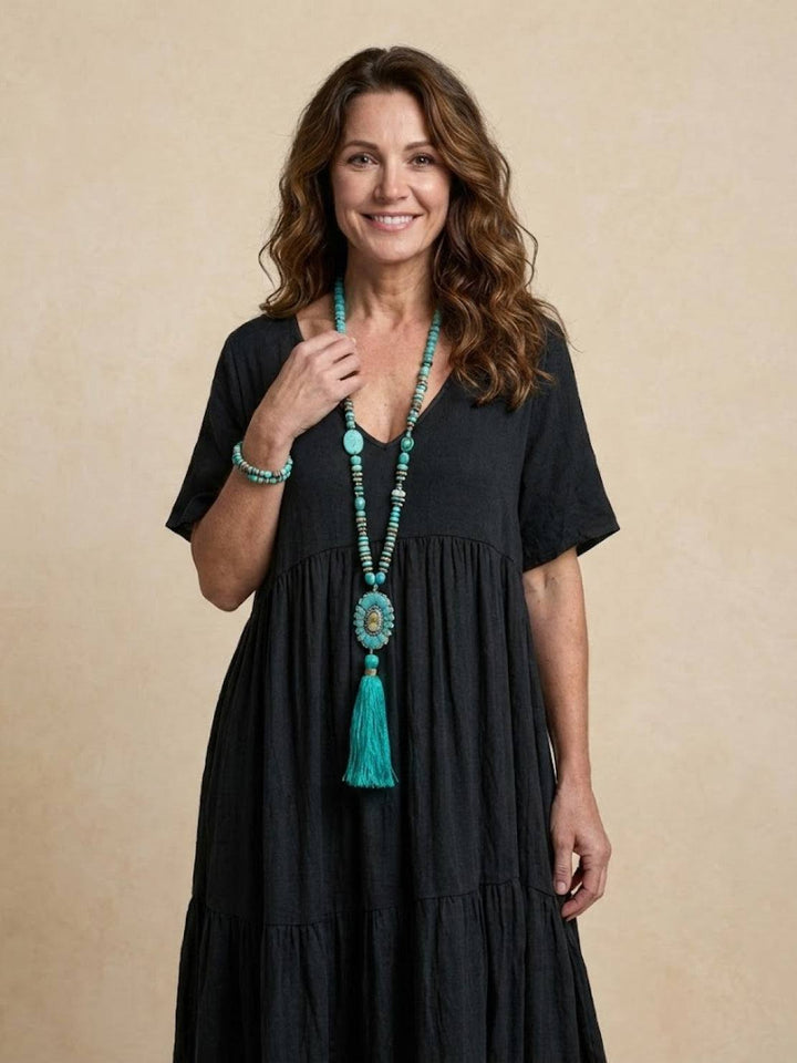 Helena tiered V-neck maxi dress, view 19