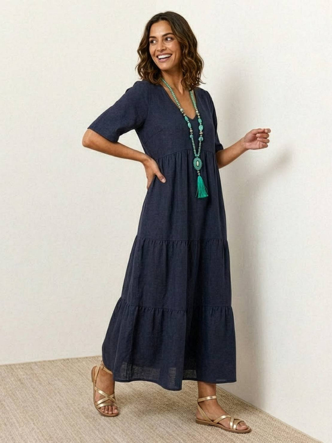 Helena tiered V-neck maxi dress, view 21