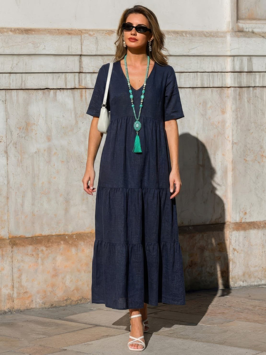 Helena tiered V-neck maxi dress, view 23