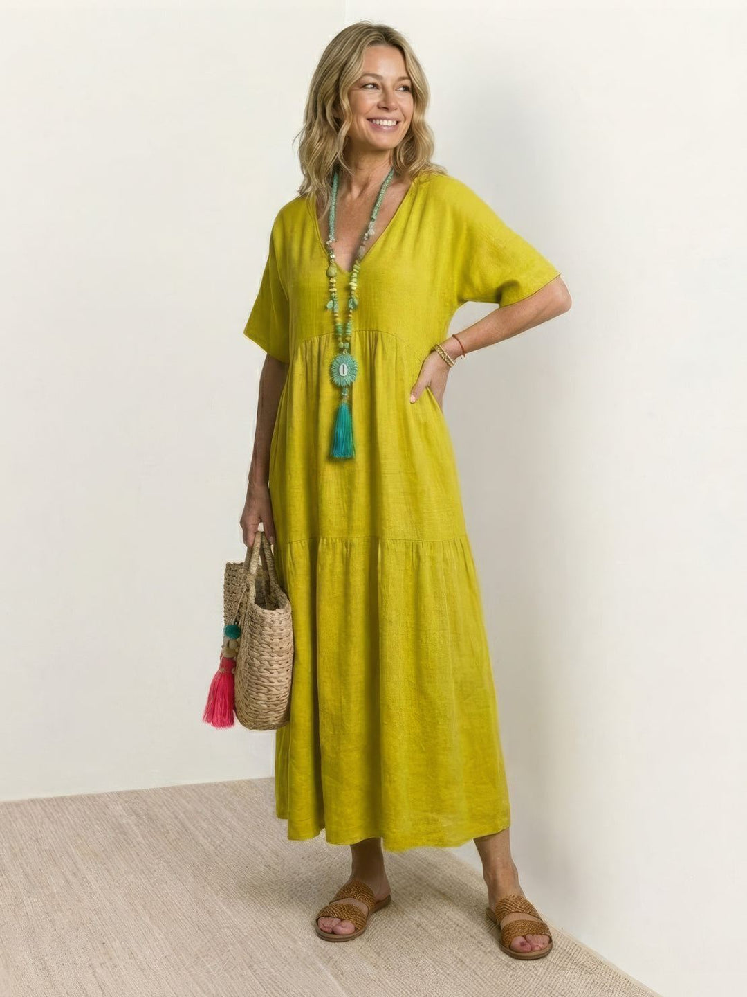 Helena tiered V-neck maxi dress, view 40