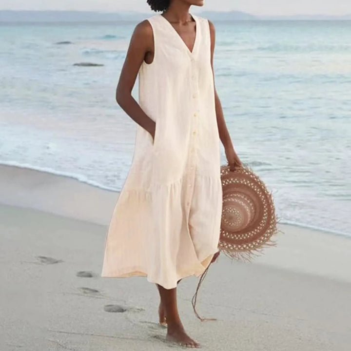 Jolanda V-neck summer midi dress, second view