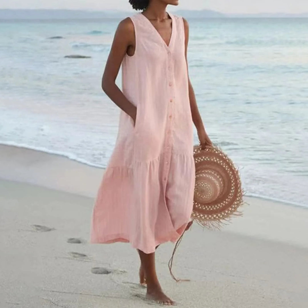 Jolanda V-neck summer midi dress, third view