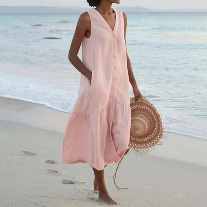Jolanda V-neck summer midi dress, third view