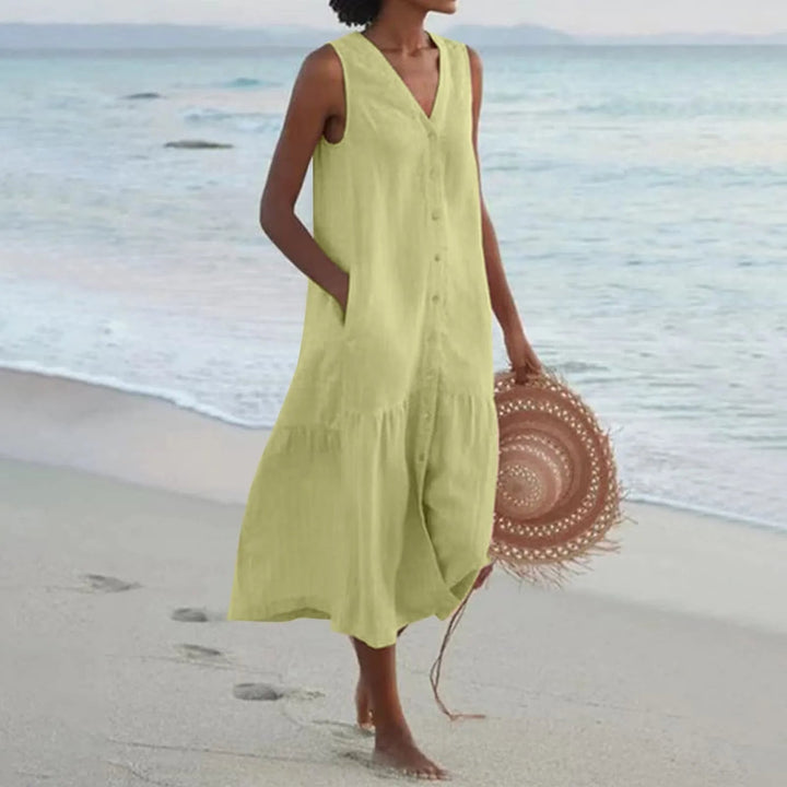 Jolanda V-neck summer midi dress, fourth view