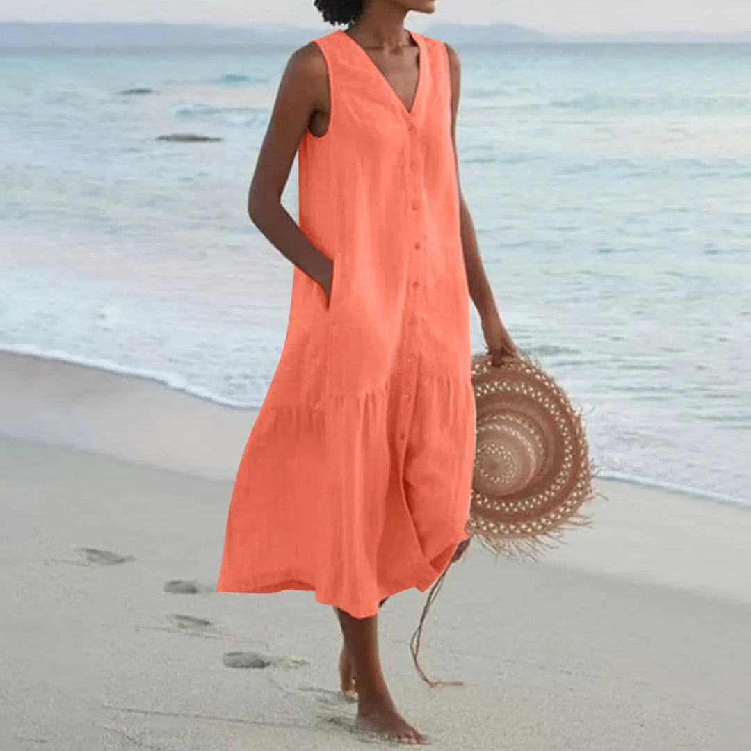 Jolanda V-neck summer midi dress, fifth view