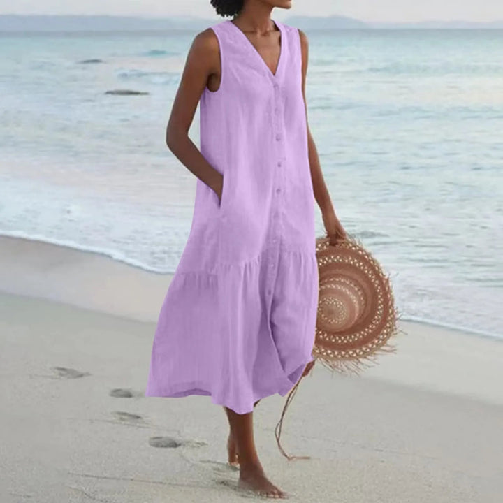Jolanda V-neck summer midi dress, sixth view