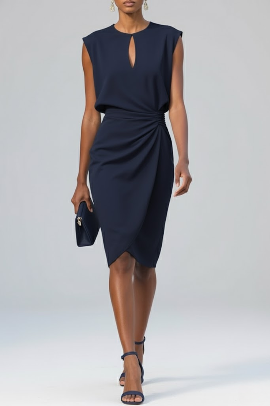 Kirsten keyhole neck ruched midi dress, second view