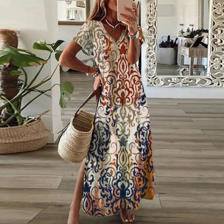 Marisa summer print maxi dress, front view