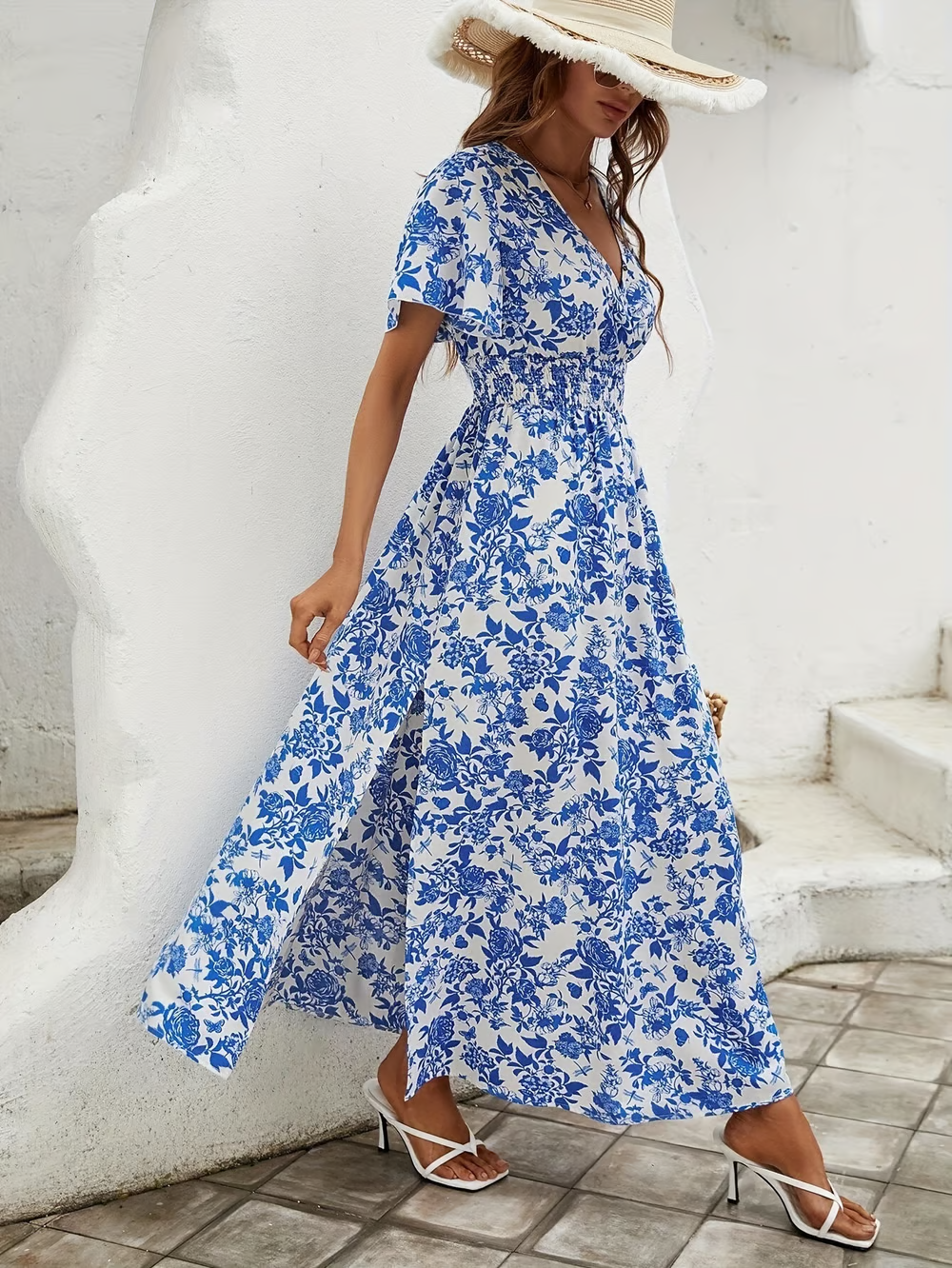 Martina print V-neck maxi dress, fifth view