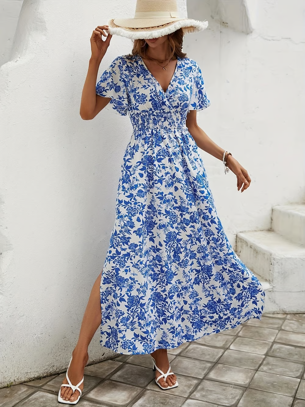 Martina print V-neck maxi dress, sixth view