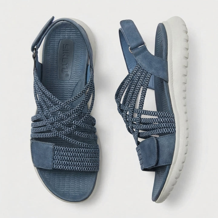 Nadine criss-cross flat sandals, side strap detail