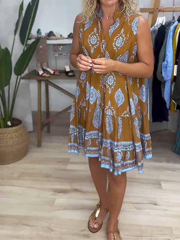 Paulette printed sleeveless mini dress, third view