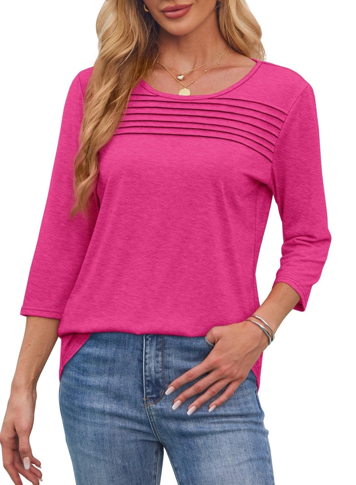 Theophanie | Pleated Scoop Neck Three-Quarter Sleeve Top - product image 1