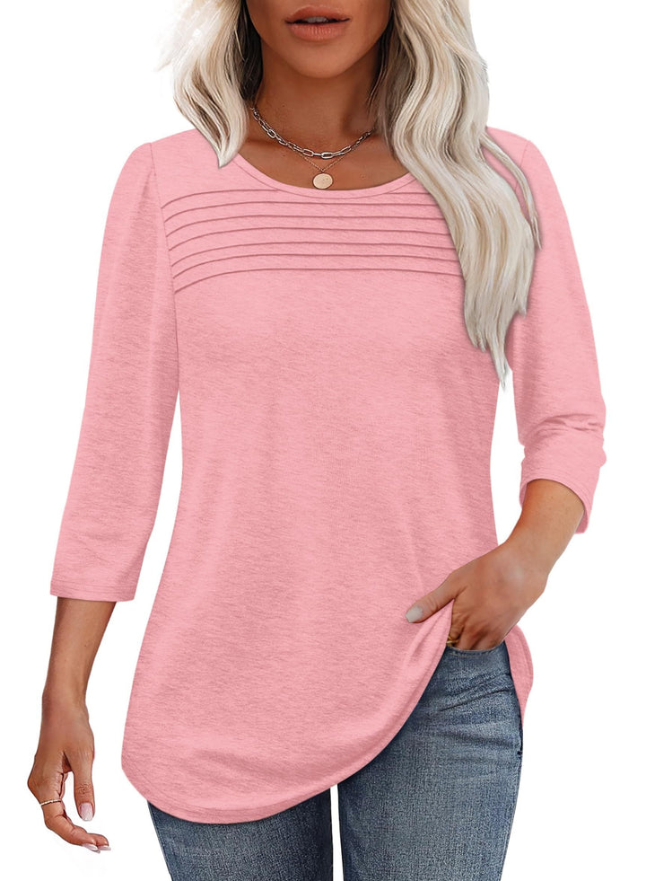 Theophanie | Pleated Scoop Neck Three-Quarter Sleeve Top - product image 6