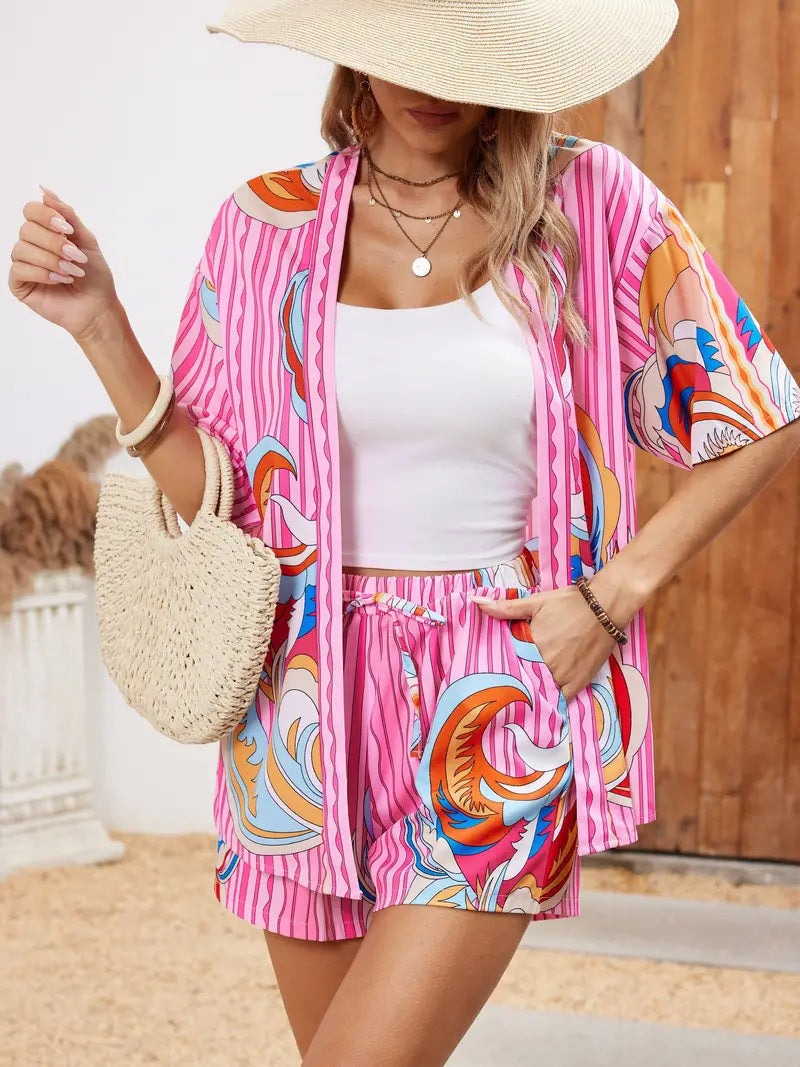 Paloma | Printed Kimono and Shorts Set - product image 3