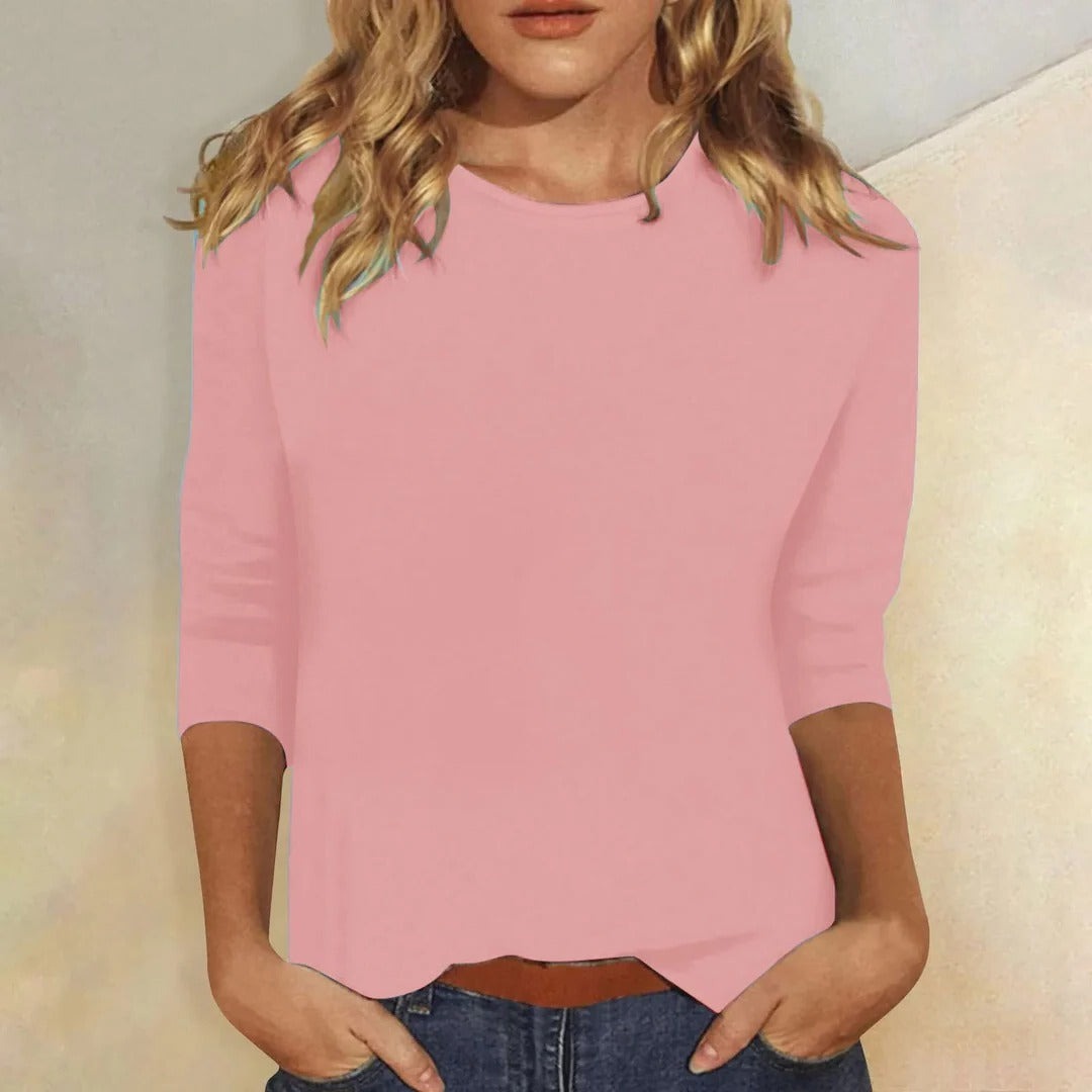 Katell | Round Neck Three-Quarter Sleeve Top - product image 1