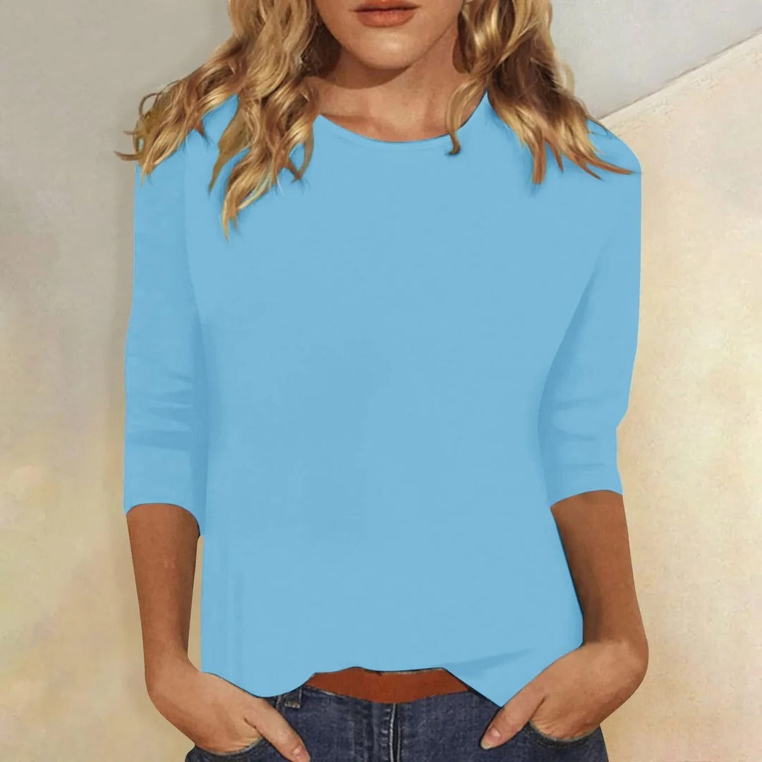 Katell | Round Neck Three-Quarter Sleeve Top - product image 3