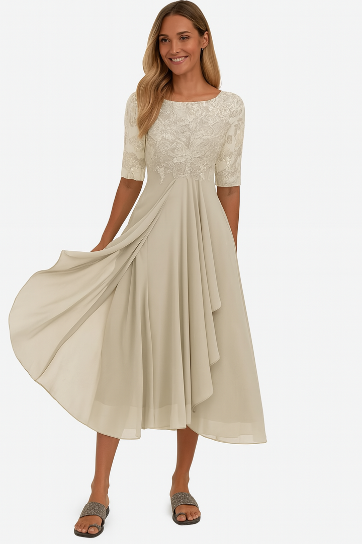 Sonja A-line lace midi dress, front view