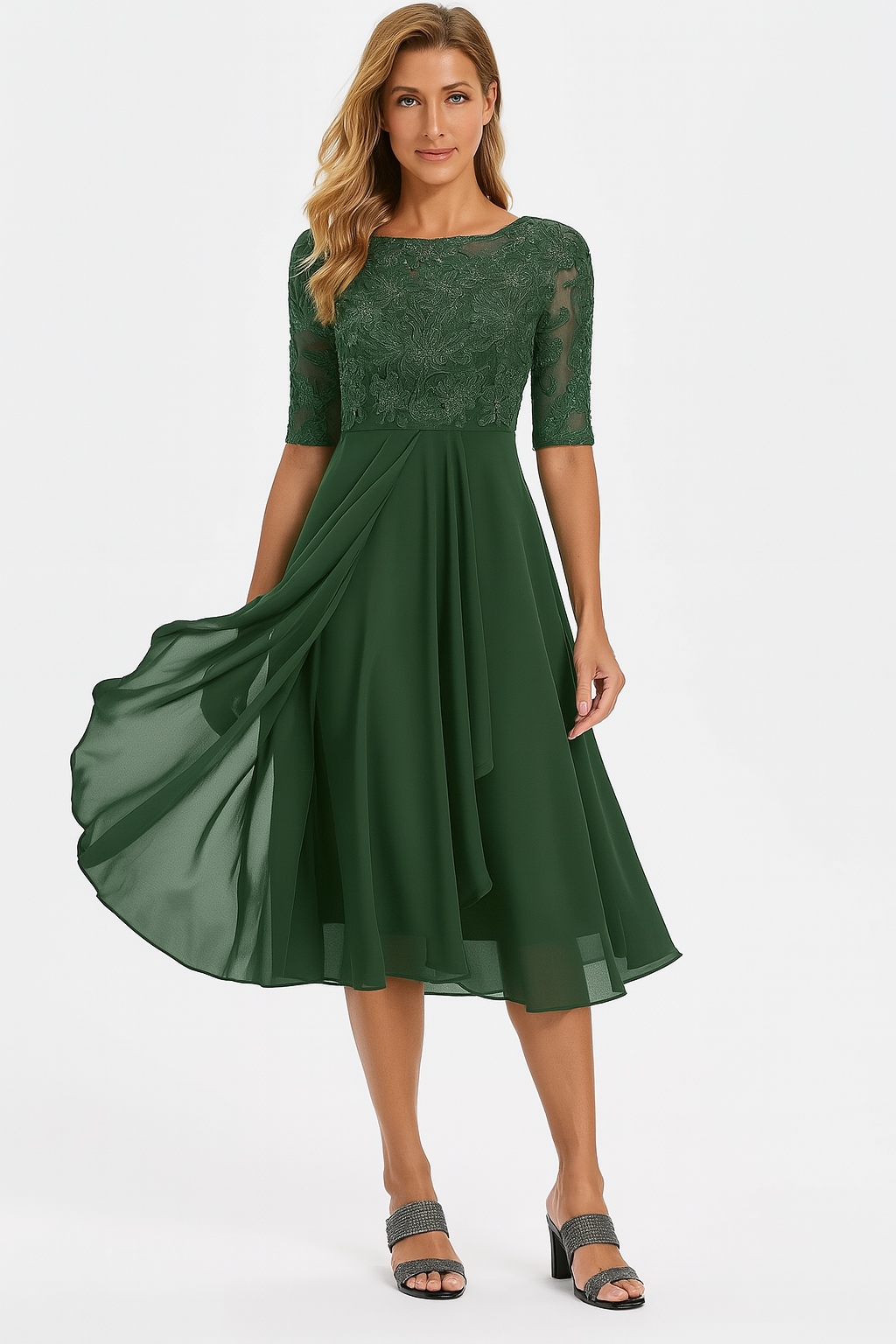 Sonja A-line lace midi dress, third view