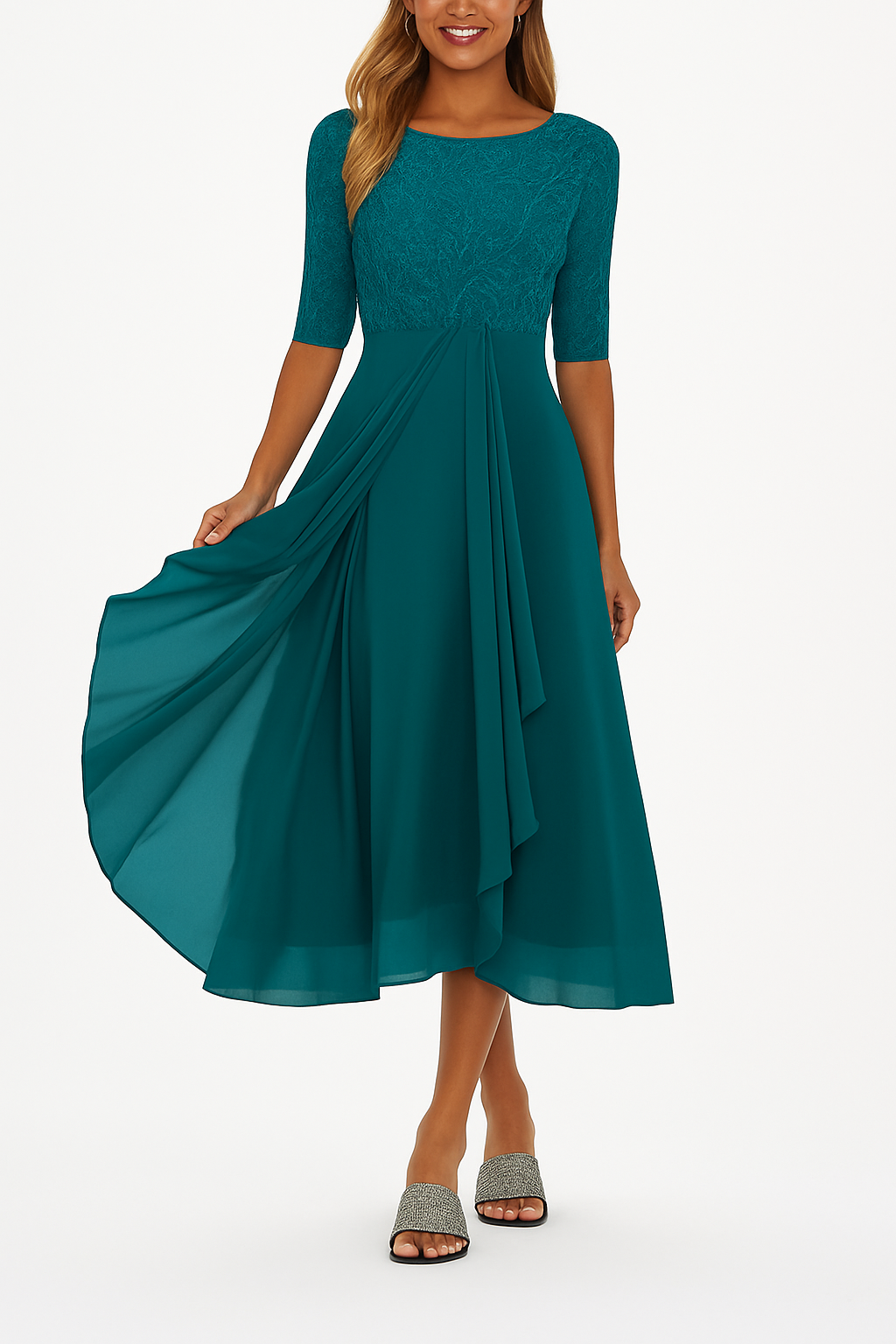 Sonja A-line lace midi dress, sixth view