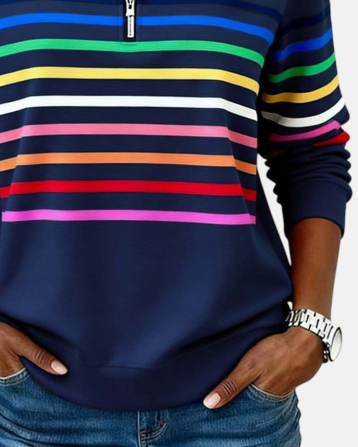 Stephanie | Quarter-Zip Striped Pullover