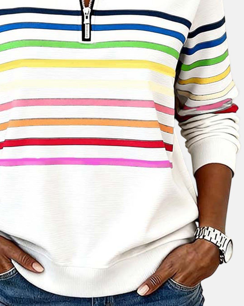 Stephanie | Quarter-Zip Striped Pullover