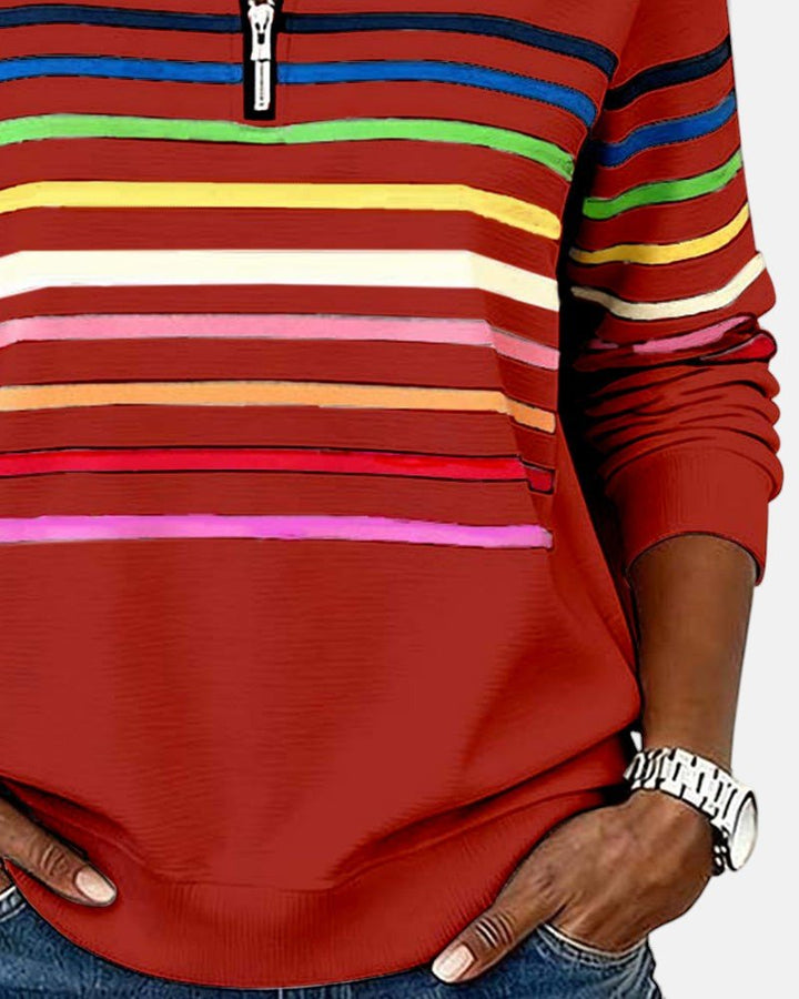 Stephanie | Quarter-Zip Striped Pullover