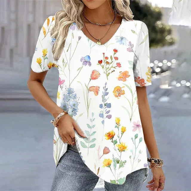 Eulalie | Striped V-Neck Short Sleeve T-Shirt - product image 1