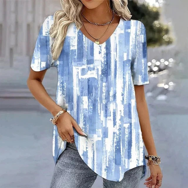 Eulalie | Striped V-Neck Short Sleeve T-Shirt - product image 3