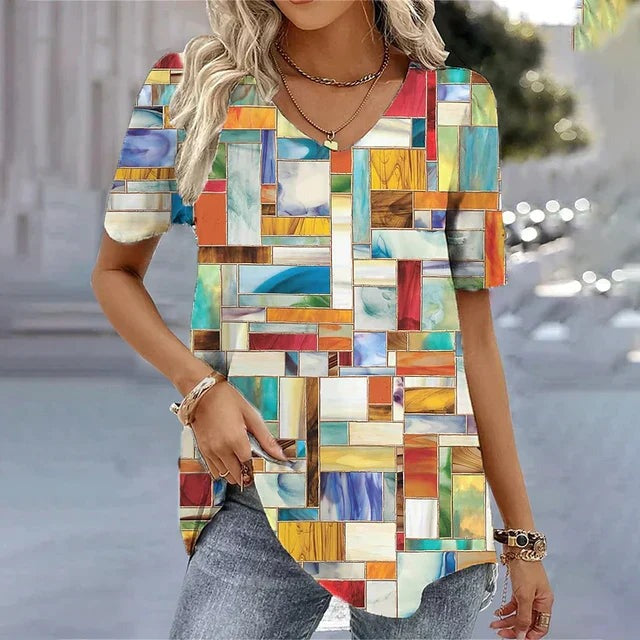 Eulalie | Striped V-Neck Short Sleeve T-Shirt - product image 4