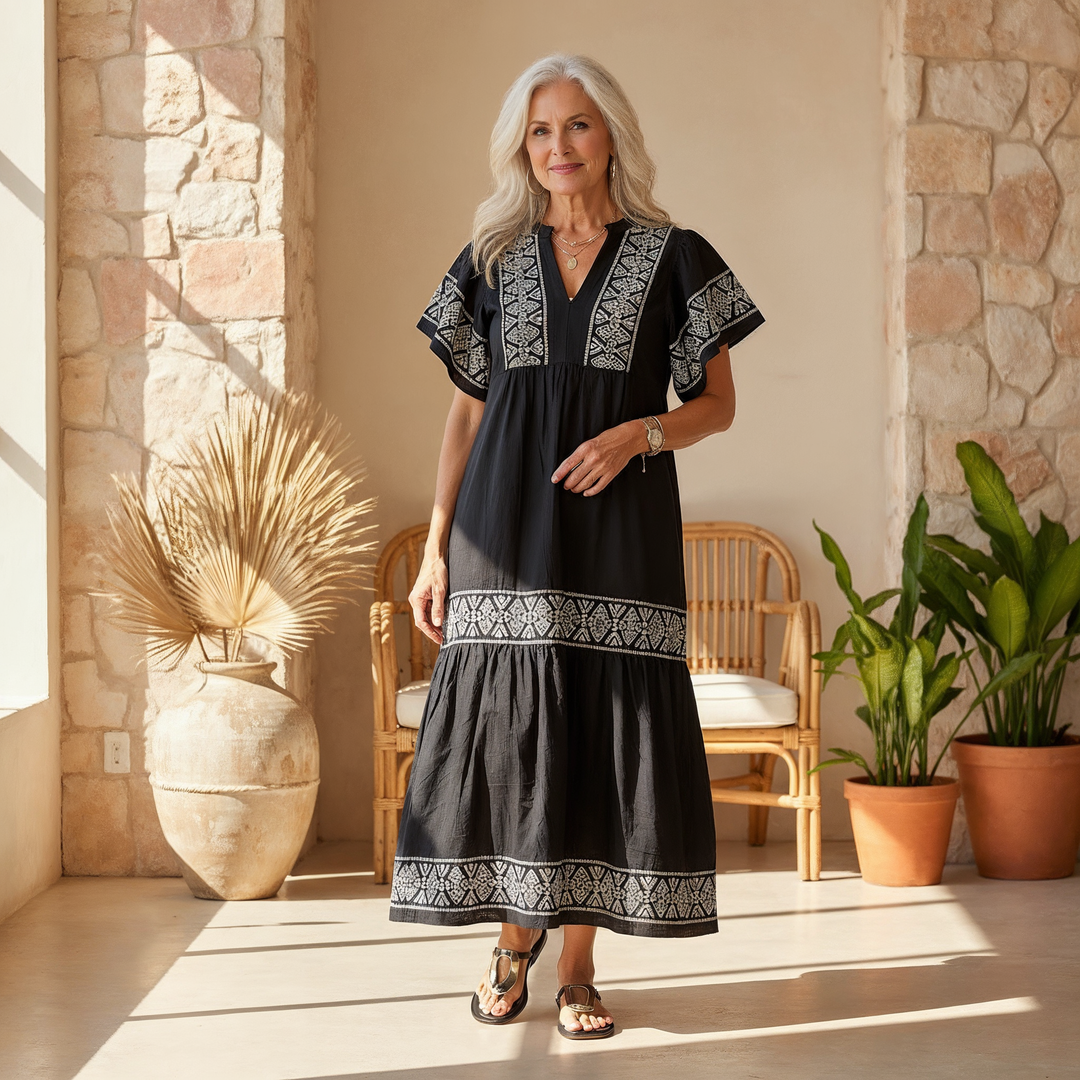 Idun summer boho v-neck midi dress, second view