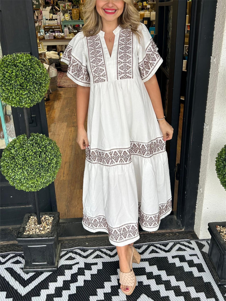 Idun summer boho v-neck midi dress, third view