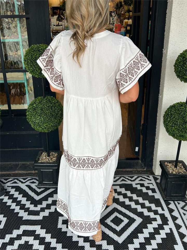 Idun summer boho v-neck midi dress, fourth view