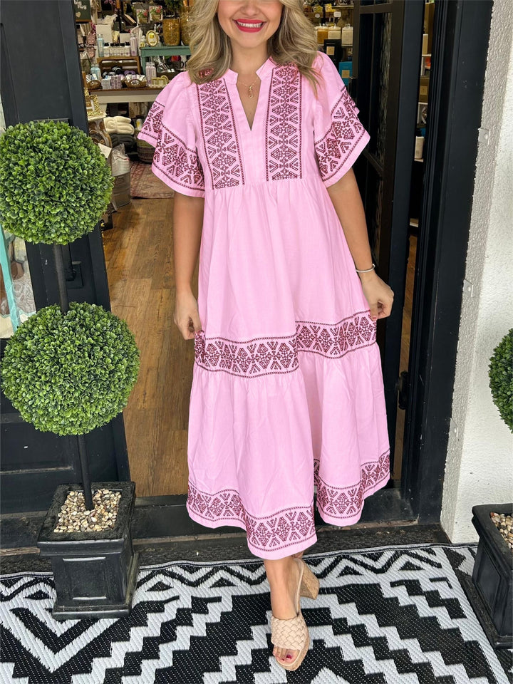 Idun summer boho v-neck midi dress, sixth view